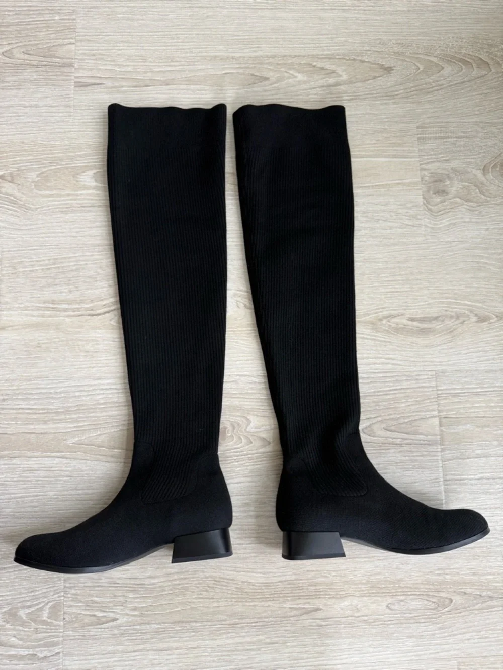 Women’s Over-the-Knee Stretch Knit Boots — Black